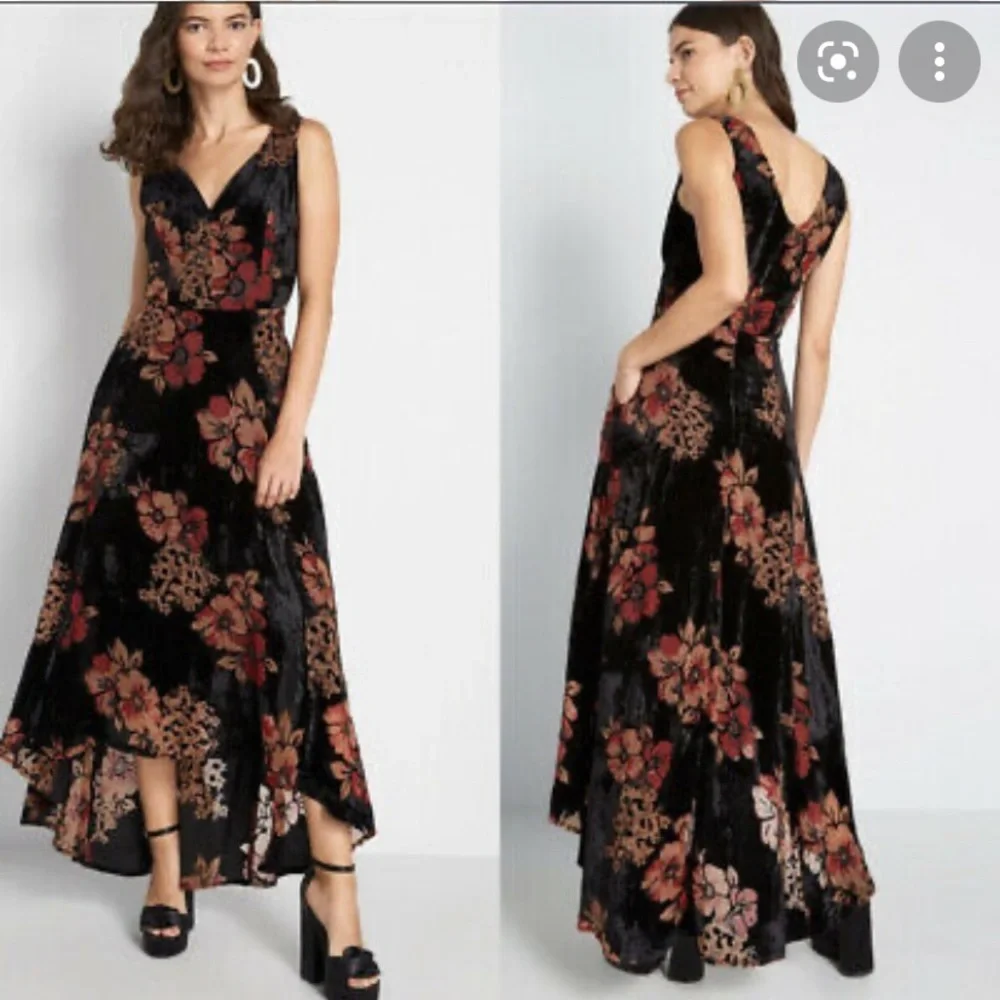 NOT FOR SALE ModCloth X Collectif Velvet Floral High Low Dress - Picture 1 of 12